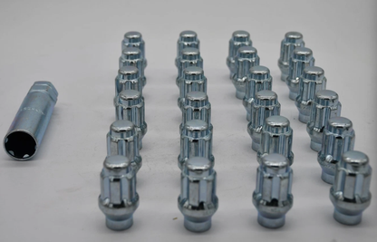 Set 24 ET Spline Lug Nut Kit Zinc 12mm x 1.5 1.4" Tall M12x1.5 Extended Thread