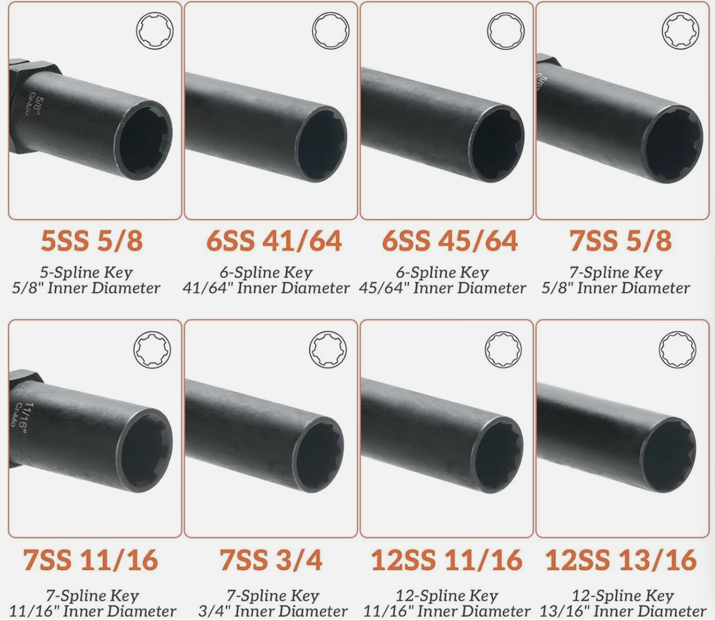 6 Spline & 7 Spline Lug Nut Socket Set, Drive Wheel Lock Key,Locking Nut Removal